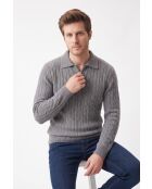 Camille Langarmpullover aus Wollflanell mit 4 Fäden und Zopfmuster