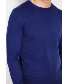 Gabriel Mitternachtsblauer klassischer Langarm-Pullover mit Rundhalsausschnitt