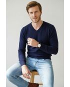 Arthur Mitternachtsblauer klassischer Langarmpullover mit V-Ausschnitt