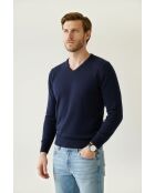 Arthur Mitternachtsblauer klassischer Langarmpullover mit V-Ausschnitt