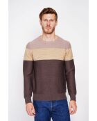 Aurore Coffee Fancy gebreide trui met ronde hals en lange mouwen