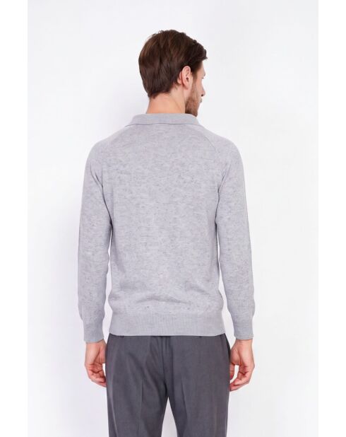 Maglia polo Thomas in flanella con bottoni, maniche lunghe