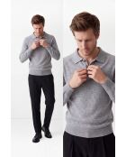 Maglia polo Thomas in flanella con bottoni, maniche lunghe