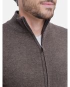 Gilet classico a maniche lunghe con zip Clara Coffee