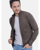 Gilet classico a maniche lunghe con zip Clara Coffee