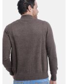Gilet classico a maniche lunghe con zip Clara Coffee