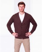 Cardigan a maniche lunghe con scollo a V classico Léa Café