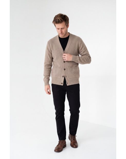 Maglia Élodie Desert in lana a 4 strati a maniche lunghe con zip e collo trucker
