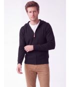 Gilet nero con cappuccio e zip a maniche lunghe Amélie