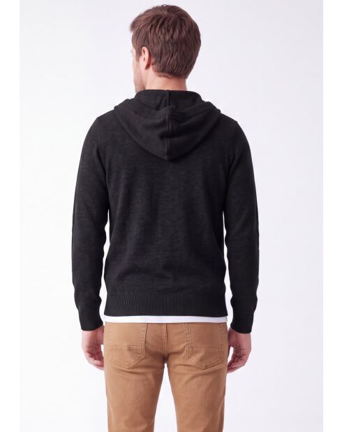 Gilet nero con cappuccio e zip a maniche lunghe Amélie