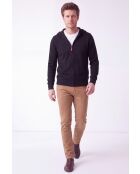 Gilet nero con cappuccio e zip a maniche lunghe Amélie