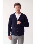 Gilet a maniche lunghe con scollo a V abbottonato classico blu notte Lea