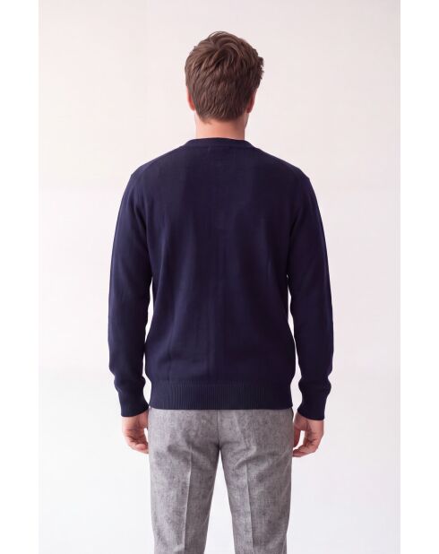 Gilet a maniche lunghe con scollo a V abbottonato classico blu notte Lea