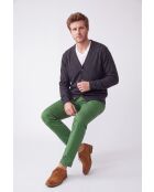 Gilet a maniche lunghe abbottonato classico grigio Lea Wolf con scollo a V