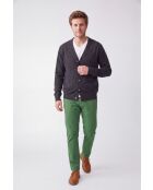 Gilet a maniche lunghe abbottonato classico grigio Lea Wolf con scollo a V