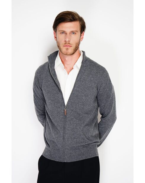 Gilet classico a maniche lunghe grigio lupo Clara