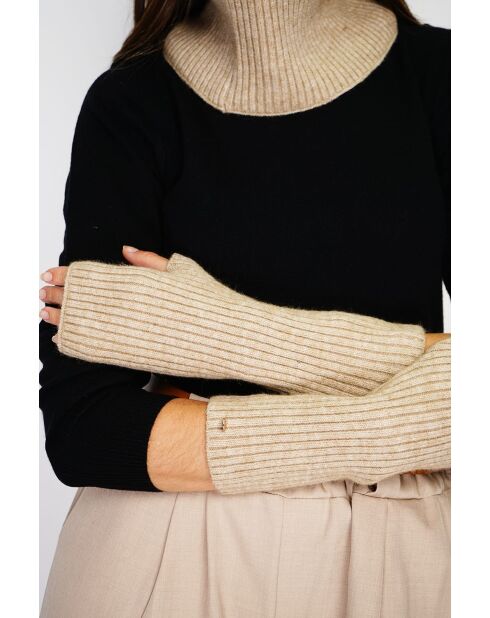 Muffole aderenti Desert in misto cashmere a costine a 12 fili