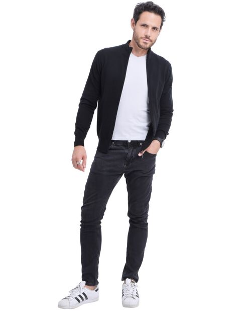 Gilet classico nero Clara a maniche lunghe con zip