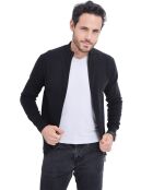 Gilet classico nero Clara a maniche lunghe con zip