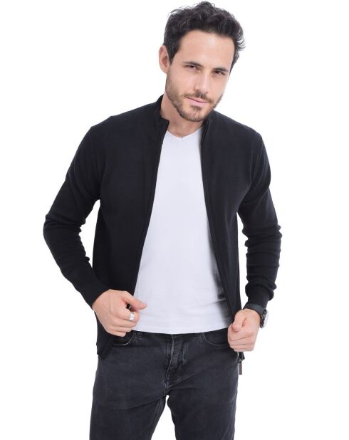 Gilet classico nero Clara a maniche lunghe con zip