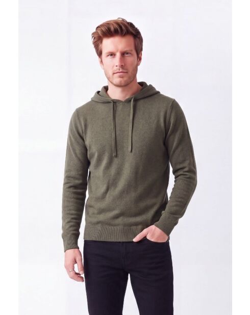 Hugo khakifarbener Kapuzenpullover mit Kordelzug