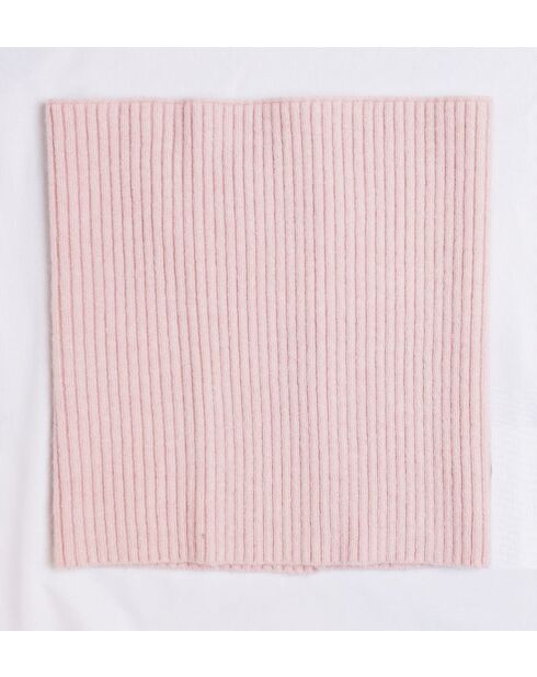 Girocollo rosa in misto cashmere a costine aderenti a 12 fili