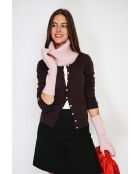 Girocollo rosa in misto cashmere a costine aderenti a 12 fili