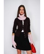 Girocollo rosa in misto cashmere a costine aderenti a 12 fili