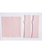 Girocollo rosa in misto cashmere a costine aderenti a 12 fili
