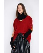Muffole nere in misto cashmere a costine aderenti a 12 fili