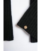 Muffole nere in misto cashmere a costine aderenti a 12 fili