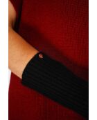 Muffole nere in misto cashmere a costine aderenti a 12 fili