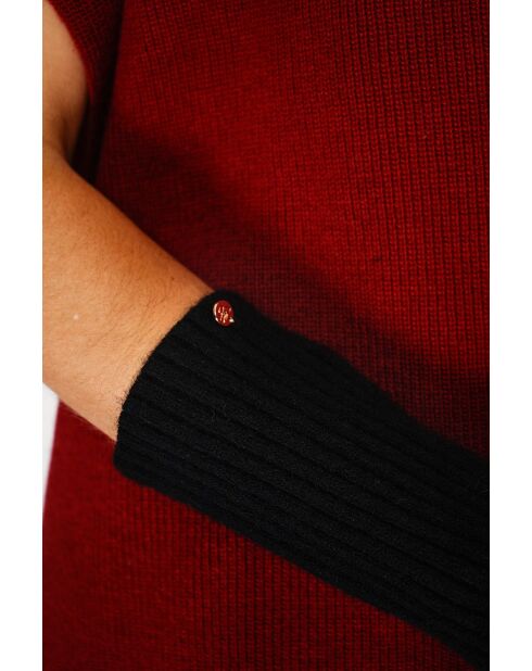 Muffole nere in misto cashmere a costine aderenti a 12 fili