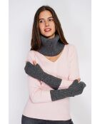 Muffole in misto cashmere a costine con motivo lupo a 12 strati