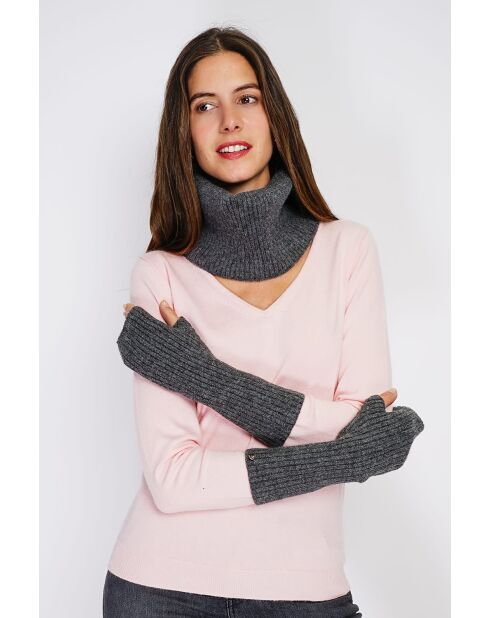 Muffole in misto cashmere a costine con motivo lupo a 12 strati