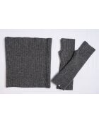 Muffole in misto cashmere a costine con motivo lupo a 12 strati