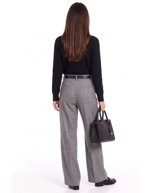 Mooi vest met hoge hals en knoopsluiting en lange mouwen in zwarte wol