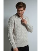 Maglia Camille crema a 4 strati in lana a manica lunga con collo a trecce