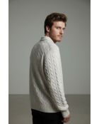 Maglia Camille crema a 4 strati in lana a manica lunga con collo a trecce