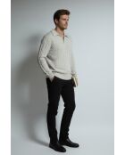 Maglia Camille crema a 4 strati in lana a manica lunga con collo a trecce