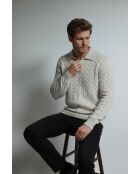 Maglia Camille crema a 4 strati in lana a manica lunga con collo a trecce