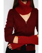 Girocollo rosso in misto cashmere a costine aderenti a 12 fili