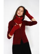 Girocollo rosso in misto cashmere a costine aderenti a 12 fili