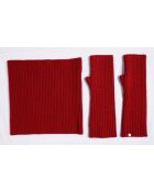 Girocollo rosso in misto cashmere a costine aderenti a 12 fili