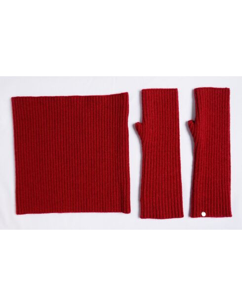 Girocollo rosso in misto cashmere a costine aderenti a 12 fili