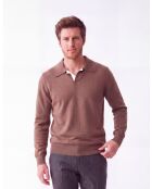 Maglione polo bicolore oversize marrone Chloé a maniche lunghe