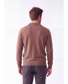 Maglione polo bicolore oversize marrone Chloé a maniche lunghe