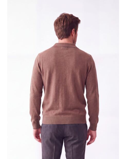 Maglione polo bicolore oversize marrone Chloé a maniche lunghe
