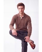 Maglione polo bicolore oversize marrone Chloé a maniche lunghe