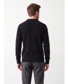 Thomas schwarzer Rollkragenpullover mit Knöpfen, lange Ärmel